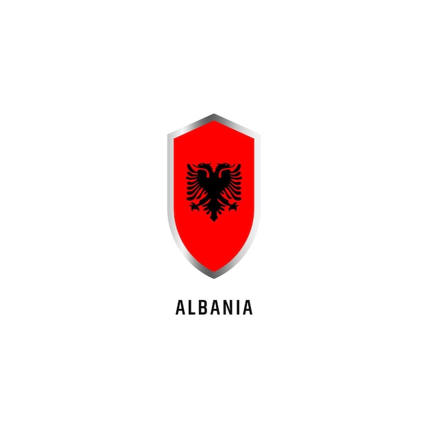 Flag of Albania with shield shape icon vector illustration