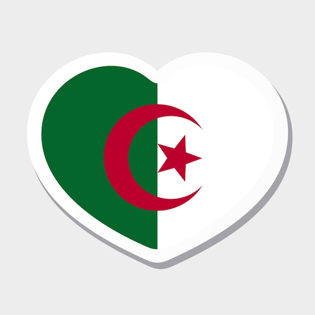 Flag of Algeria icon Vector heart sticker Best for mobile apps UI and web design