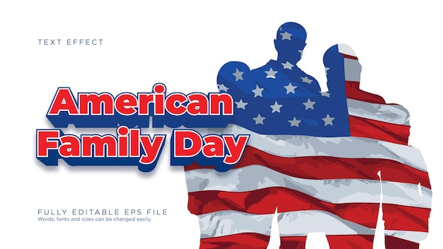 Vettore bandiera american family day stile carattere effetto testo