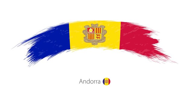 Vector flag of andorra in rounded grunge brush stroke. vector illustration.