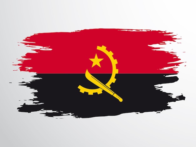 Vector flag of angola painted with a brush