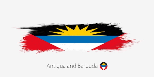 Flag of Antigua and Barbuda grunge abstract brush stroke on gray background