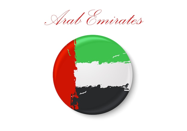 The flag of Arab Emirates. Standard color. The circular icon. The round flag. Digital illustration.