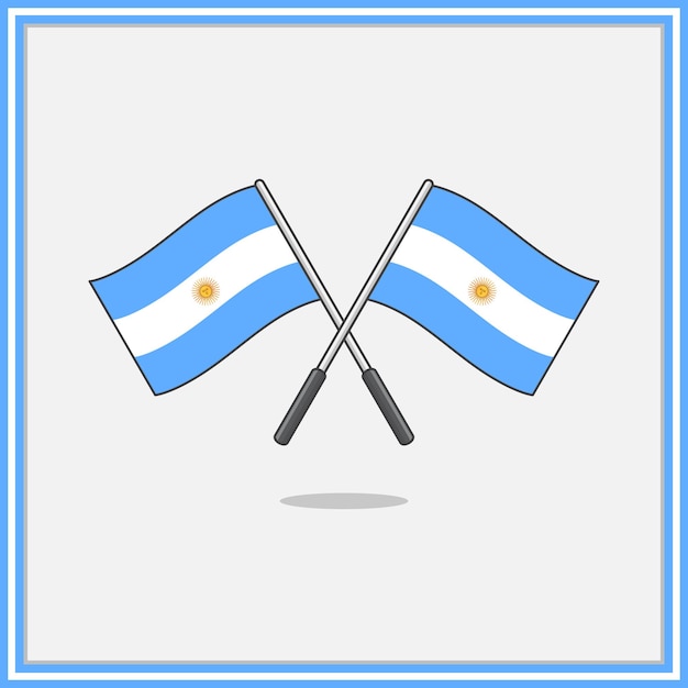 Flag of Argentina Cartoon Vector Illustration Argentina Flag Flat Icon Outline