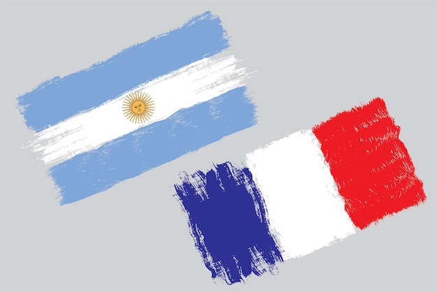 アルゼンチンとフランスの旗のベクトルイラスト