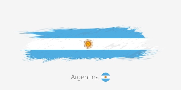 Flag of Argentina grunge abstract brush stroke on gray background