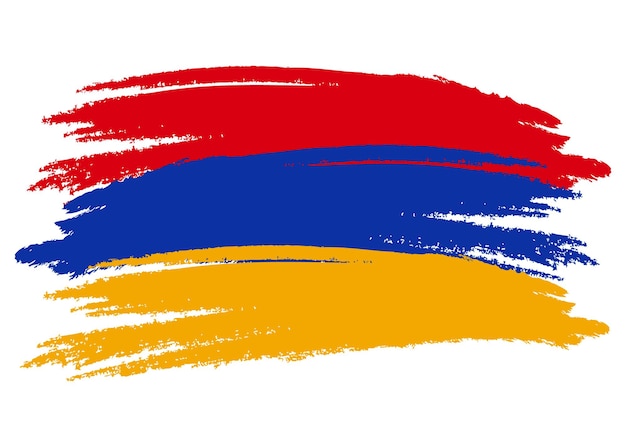 Flag of armenia grunge brush strokes on a white background