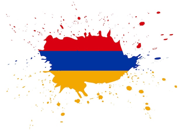 Flag of Armenia Grunge Brush strokes On a white background