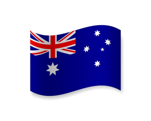 Flag of Australia flat icon Wavy vector element with shadow underneath