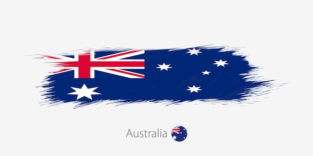 Flag of Australia grunge abstract brush stroke on gray background