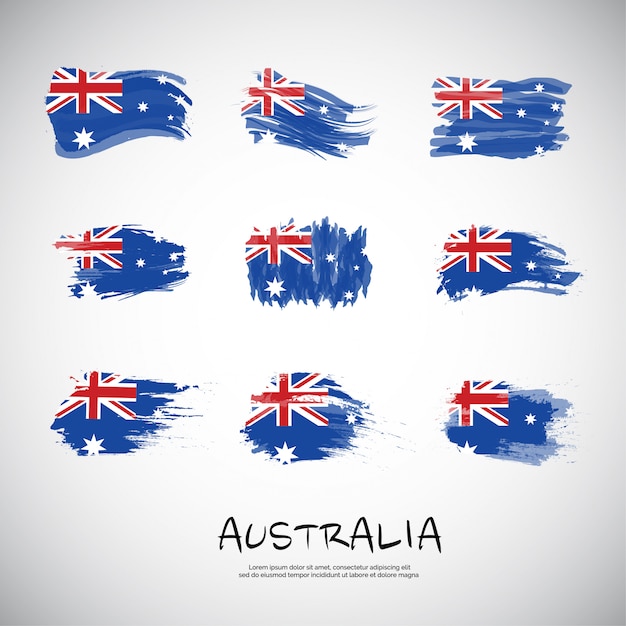 Flag of australia with brush stroke.