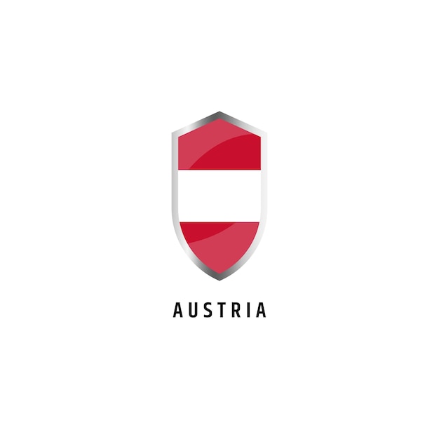 Flag of Austria with shield shape icon flat vector illustration