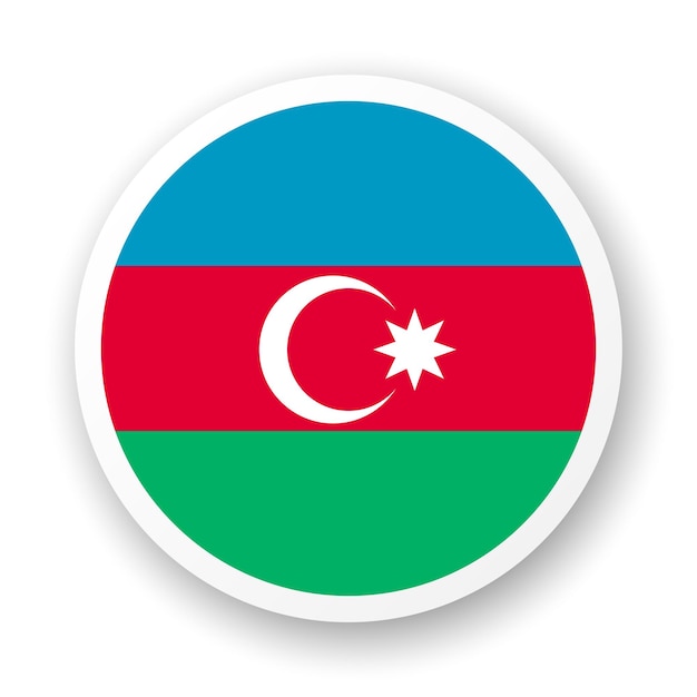 Flag of Azerbaijan flat icon Round vector element with shadow underneath