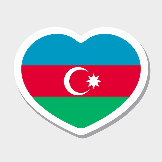 Flag of Azerbaijan icon Vector heart sticker Best for mobile apps UI and web design