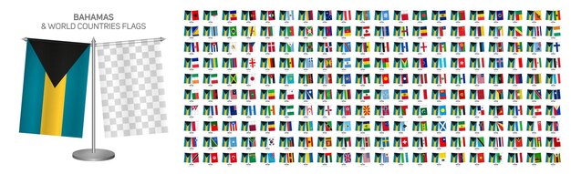 flag of bahamas world countries set bahamas flag mockup vector illustration