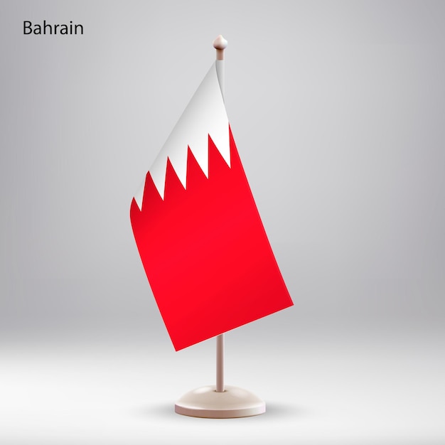 Vettore bandiera del bahrain appesa su un supporto per bandiere