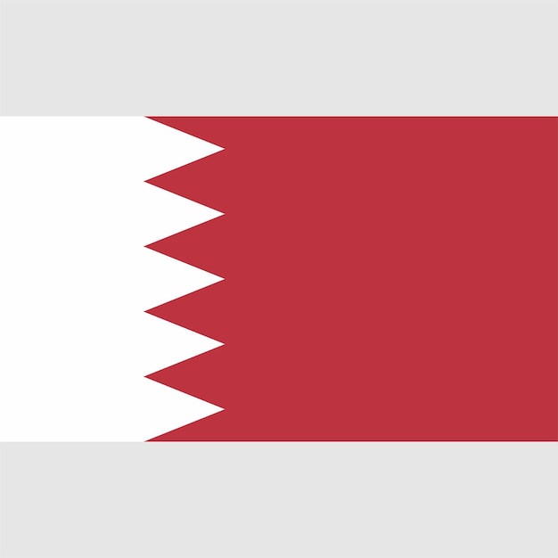 Vettore una bandiera del bahrain con un triangolo bianco e il triangolo rosso.