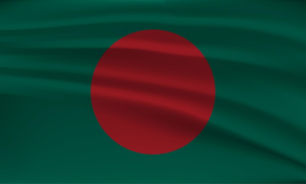 Flag of Bangladesh with a wavy effect due to the wind