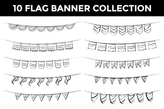 Flag banner hand drawn collection