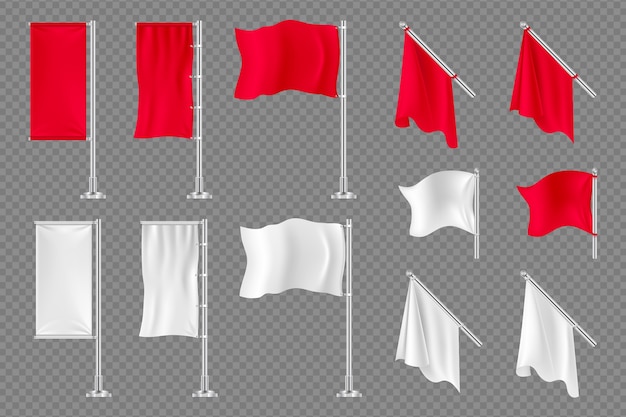 Flag banners. Vector realistic textile flags