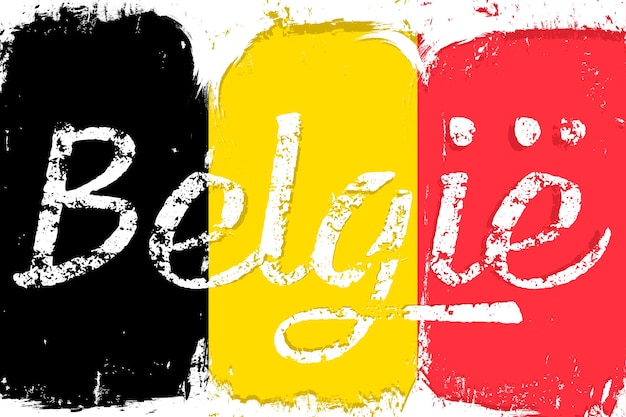 Flag of Belgium banner with grunge brush