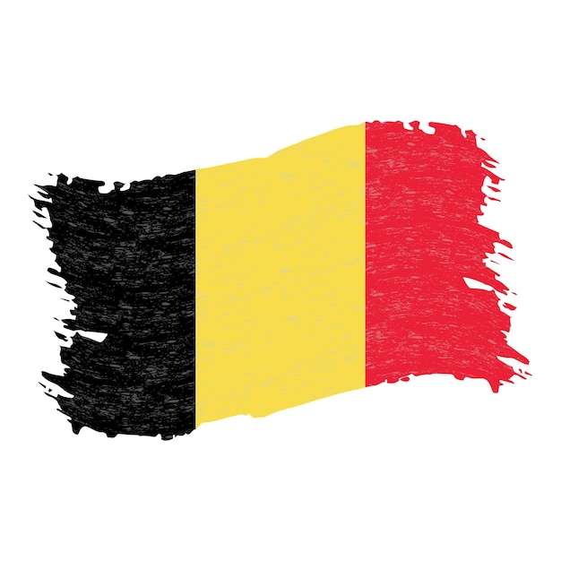 Flag of Belgium Grunge Abstract Brush Stroke Isolated On A White Background Vector Illustration