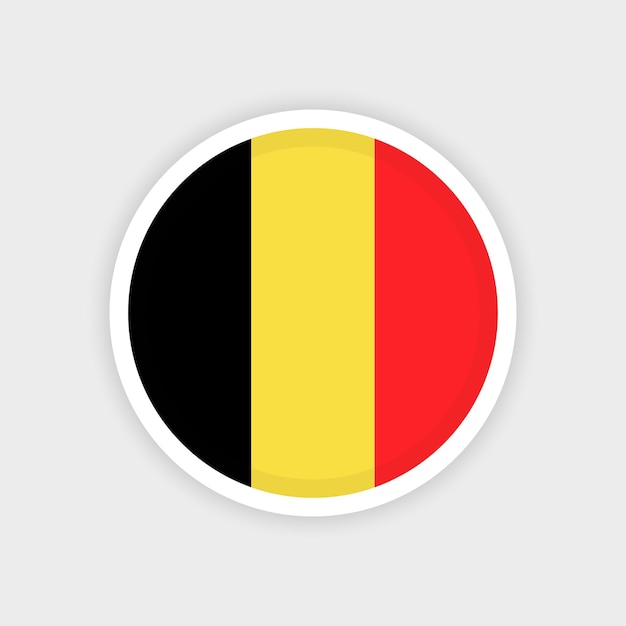 Flag of belgium with circle frame and white background