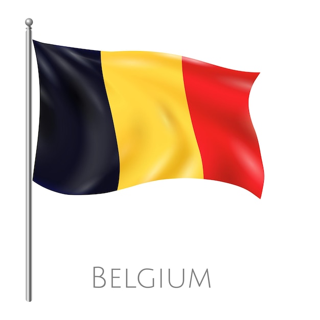 Vector a flag of belgium with a red and yellow background and a black border the flag is waving in the win