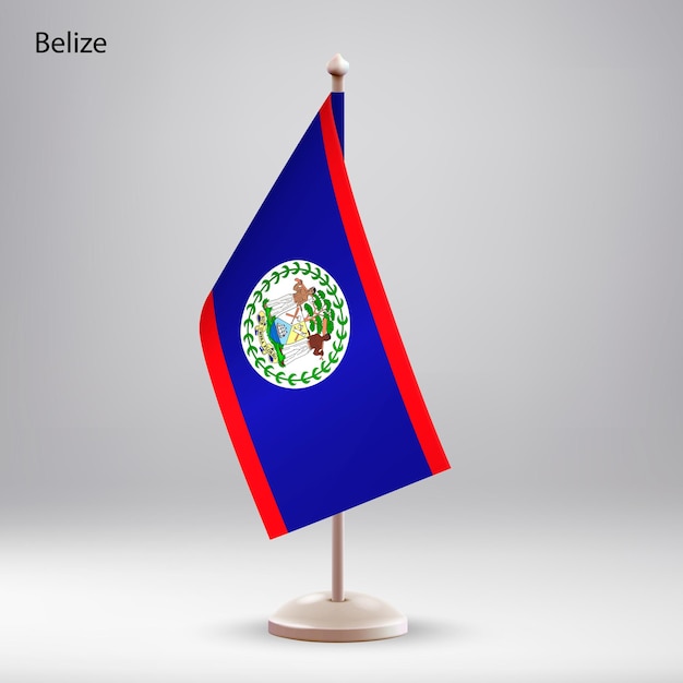 Vector flag of belize hanging on a flag stand