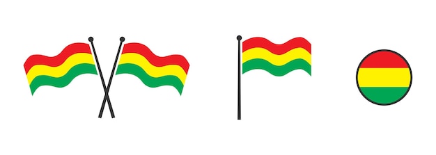Flag of Bolivia Waving flag of Bolivia Round icon Flat vector illustartion