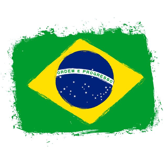 Vector flag of brazil banner with grunge brush