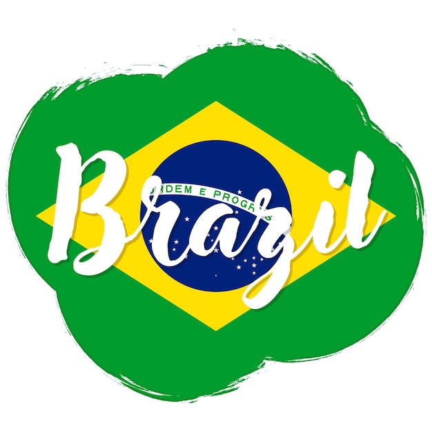 Vector flag of brazil banner with grunge brush