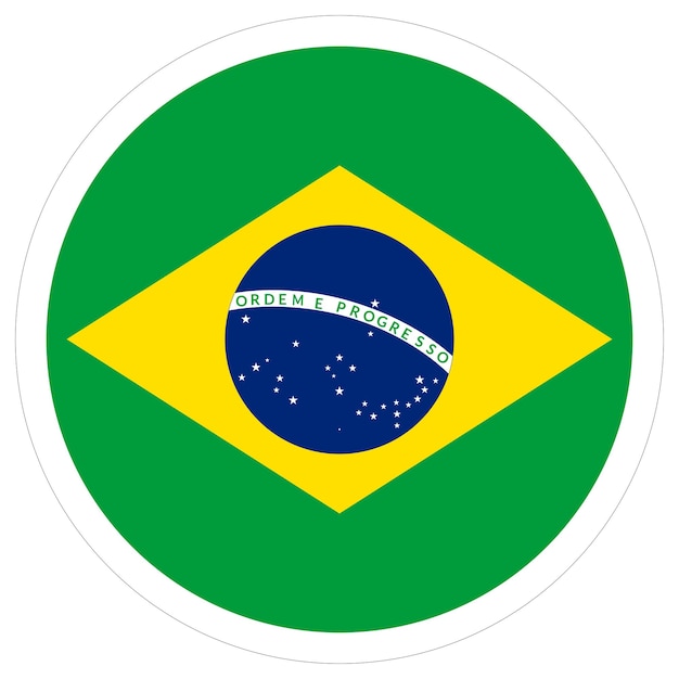 Vector flag of brazil brazil flag in round circle shape