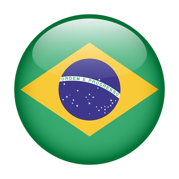 ブラジルの国旗 ボタン 丸い光沢のあるアイコン