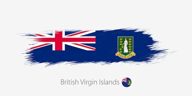 Флаг Британских Виргинских островов гранж абстрактный мазок кистью на сером фоне