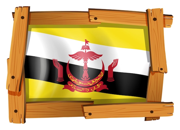 Флаг Брунея в деревянной раме