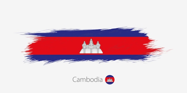 Flag of cambodia grunge abstract brush stroke on gray background