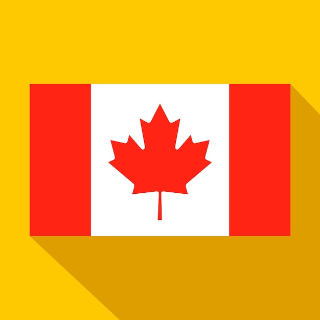 Flag of canada icon in flat style on a yellow background