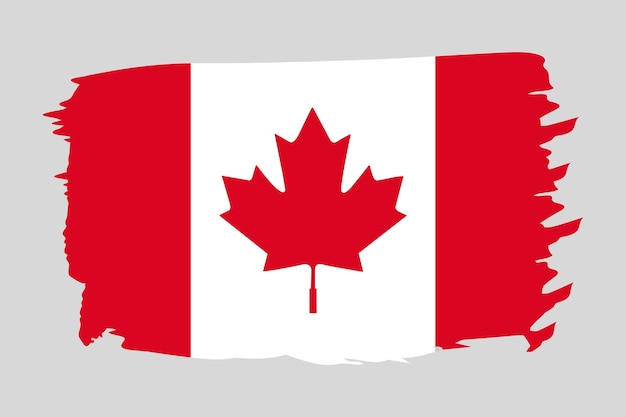 Флаг Канады, нарисованный мазком кисти Абстрактная концепция Канадский национальный флаг в стиле гранж Векторная иллюстрация
