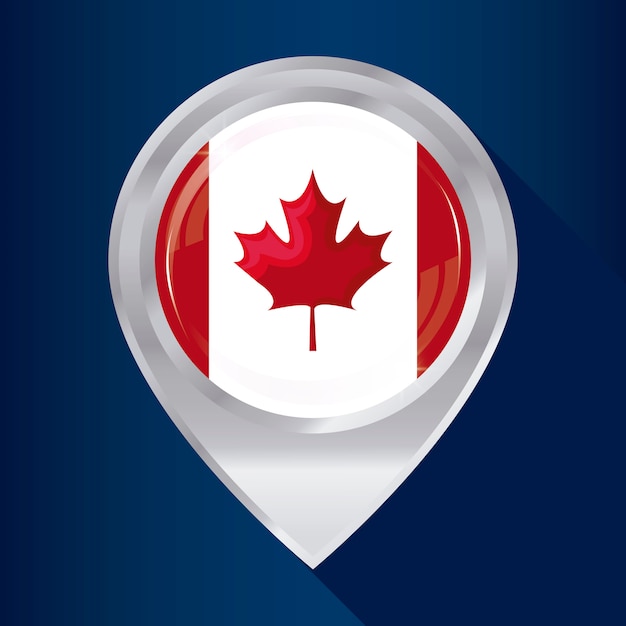 形のピン位置でカナダの旗