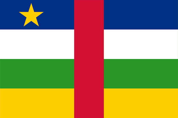 Flag of the Central African Republic in round shape Central African Republic flag in round shape