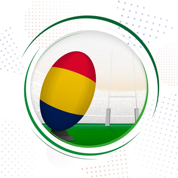 Vector flag of chad on rugby ball round rugby icon with flag of chad