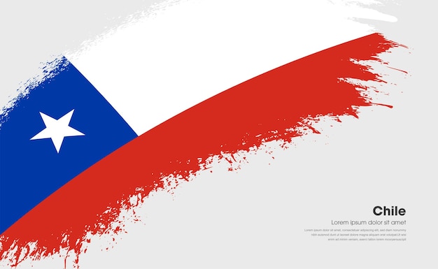 背景を持つ曲線スタイル グランジ ブラシ ストロークのチリの国の旗