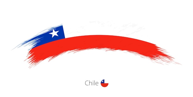 Flag of Chile in rounded grunge brush stroke. Vector illustration.