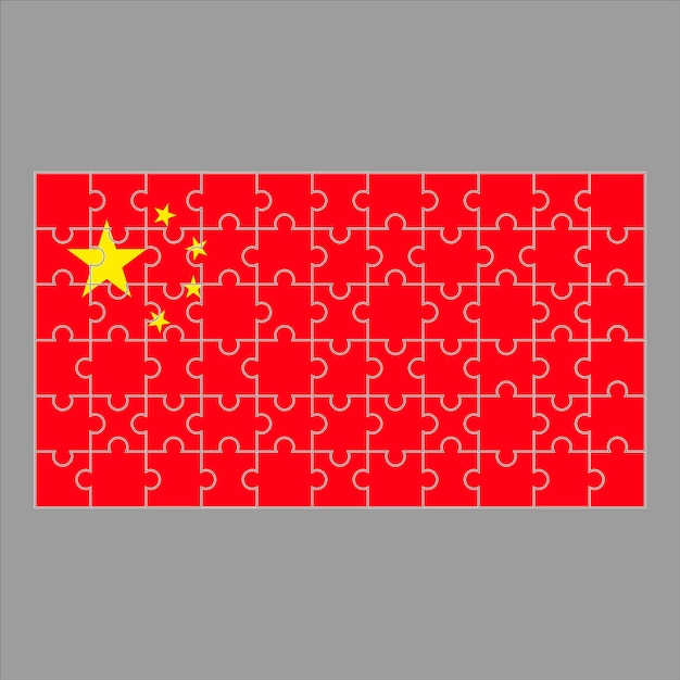 Flag of china puzzle on gray background