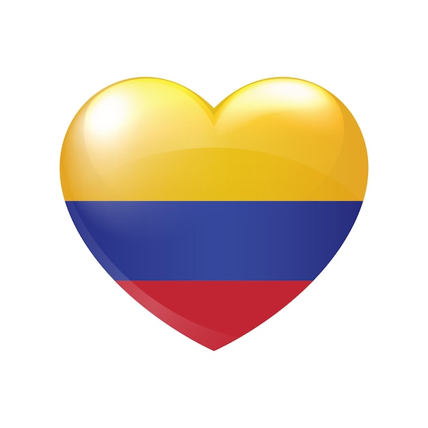 心の中のコロンビアの旗コロンビアのエンブレムアイコンベクトル国の愛孤立したシンボルeps10