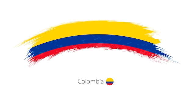 Flag of Colombia in rounded grunge brush stroke. Vector illustration.