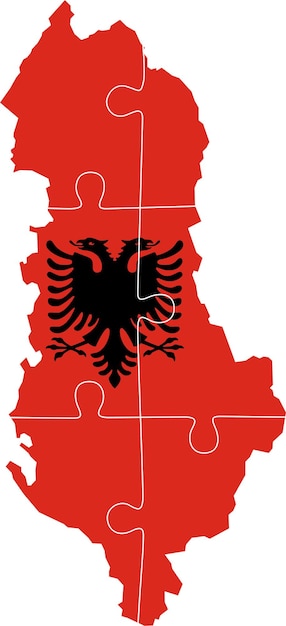 Vector flag colors puzzle albania map design