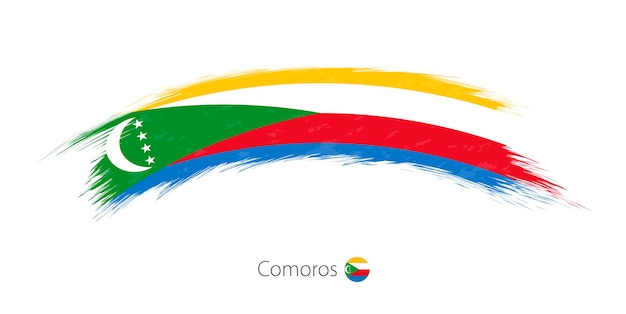 Flag of Comoros in rounded grunge brush stroke Vector illustration