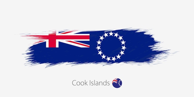 Flag of Cook Islands grunge abstract brush stroke on gray background